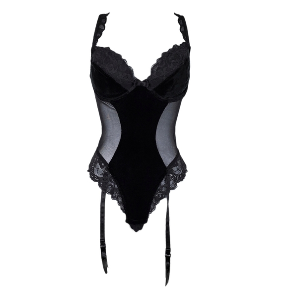 Victoria's Secret Other - VICTORIA'S SECRET Black Velvet Lace Bodysuit 34D